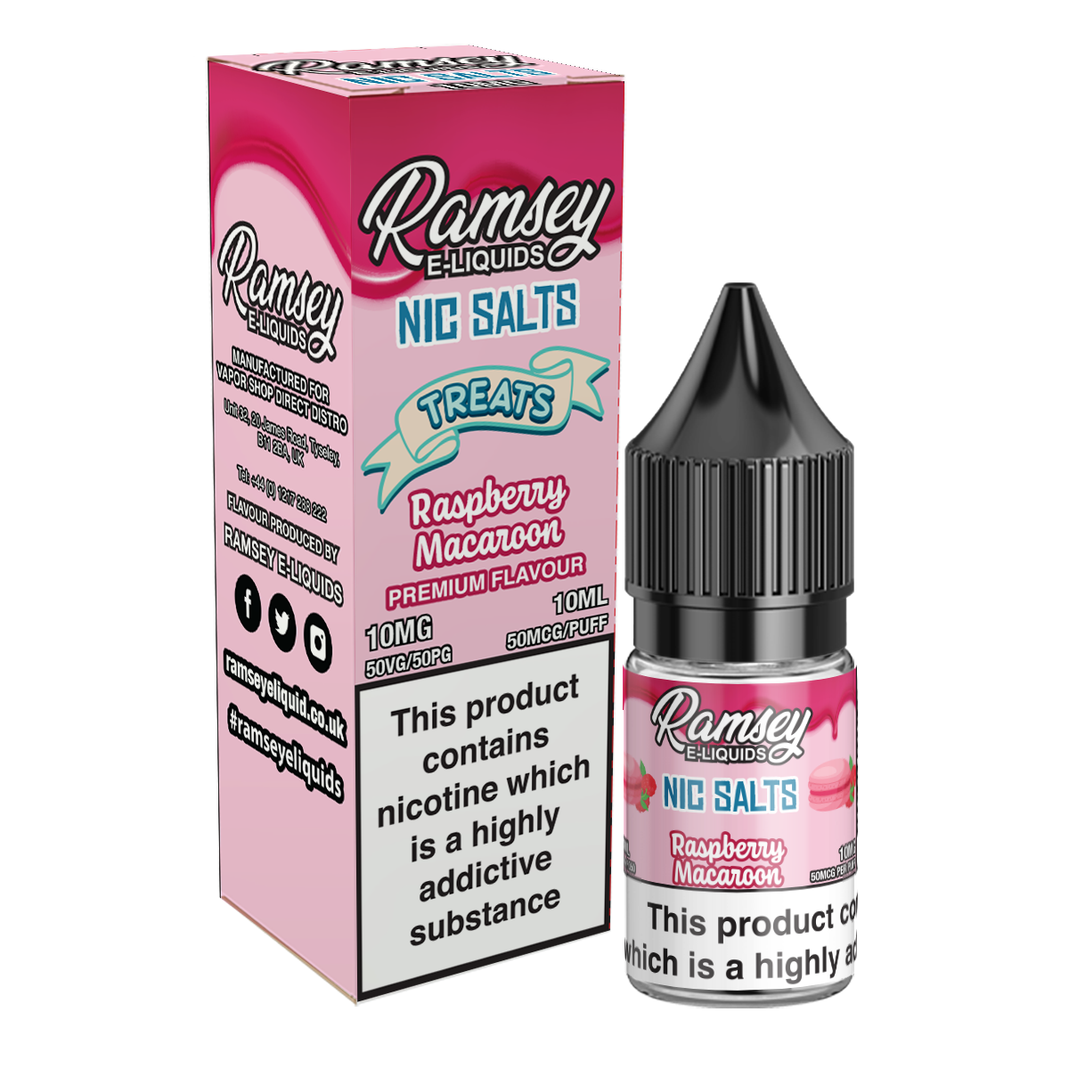 Ramsey E-Liquids Treats Raspberry Macaroon 10ml Nic Salt