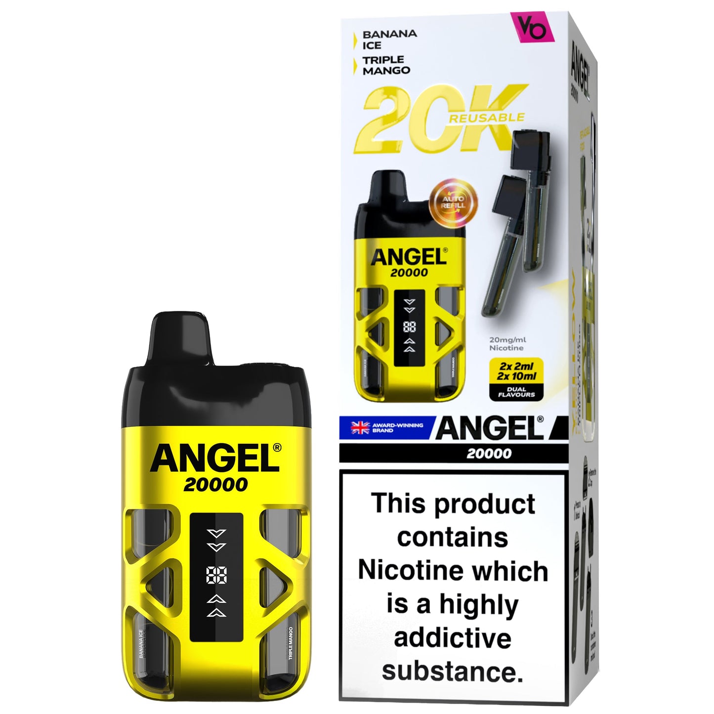 Vapes Bars Angel 20K Prefilled Pod Vape Kit - Yellow Edition
