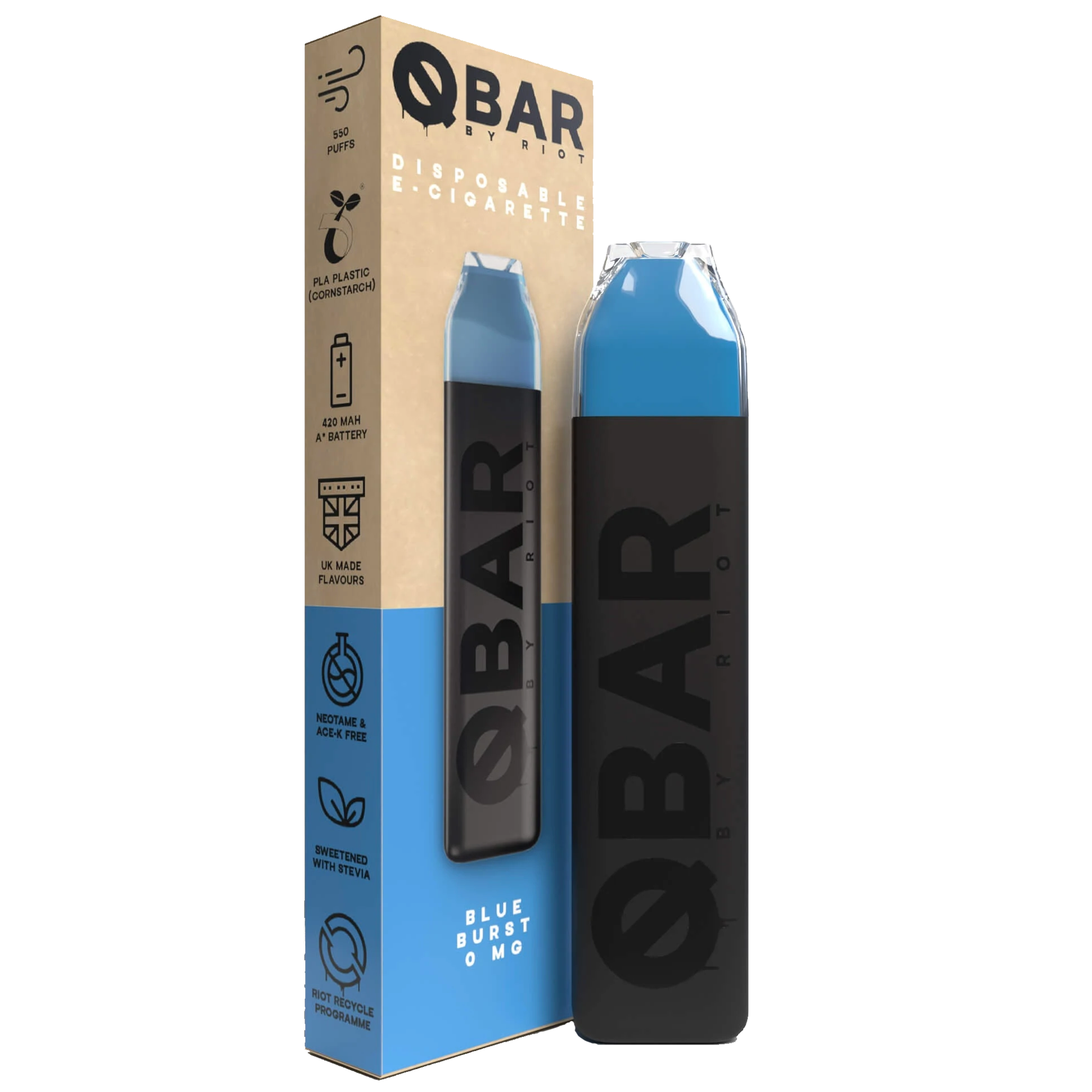 Riot Squad Q Bar Disposable Vape Device-Blue Burst