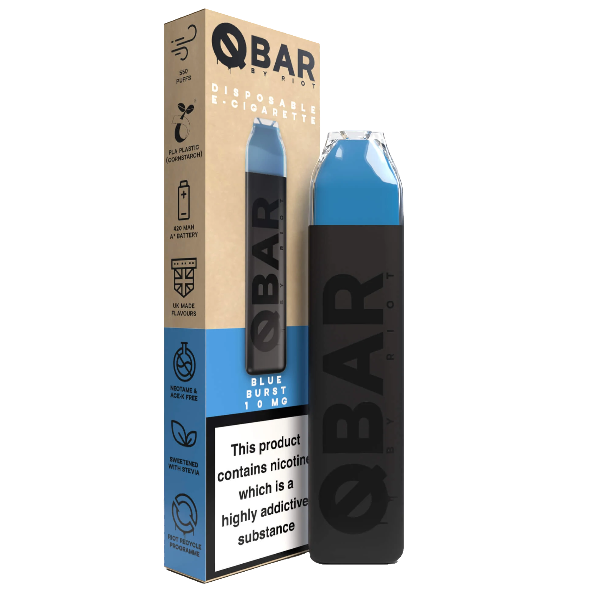 Riot Squad Q Bar Disposable Vape Device-Blue Burst