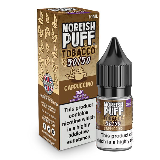 Moreish Puff Tobacco 50/50: Cappuccino Tobacco 10ml E-Liquid-3mg