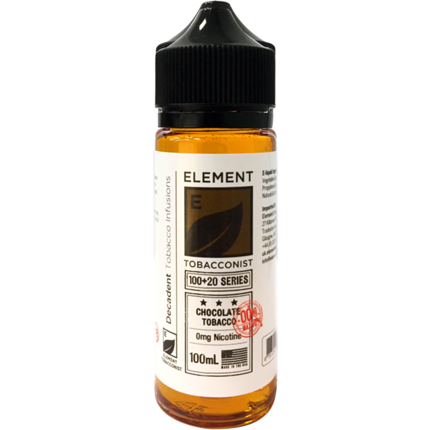 Element Tobacconist: Chocolate Tobacco 0mg 100ml Shortfill E-liquid