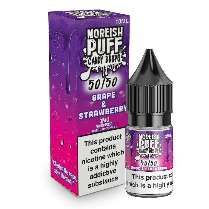 Moreish Puff Candy Drops 50/50: Grape and Strawberry Candy Drops 10ml Vapor Shop Direct Moreish Puff Candy Drops 50/50: Grape and Strawberry Candy Drops 10ml Vapor Shop Direct