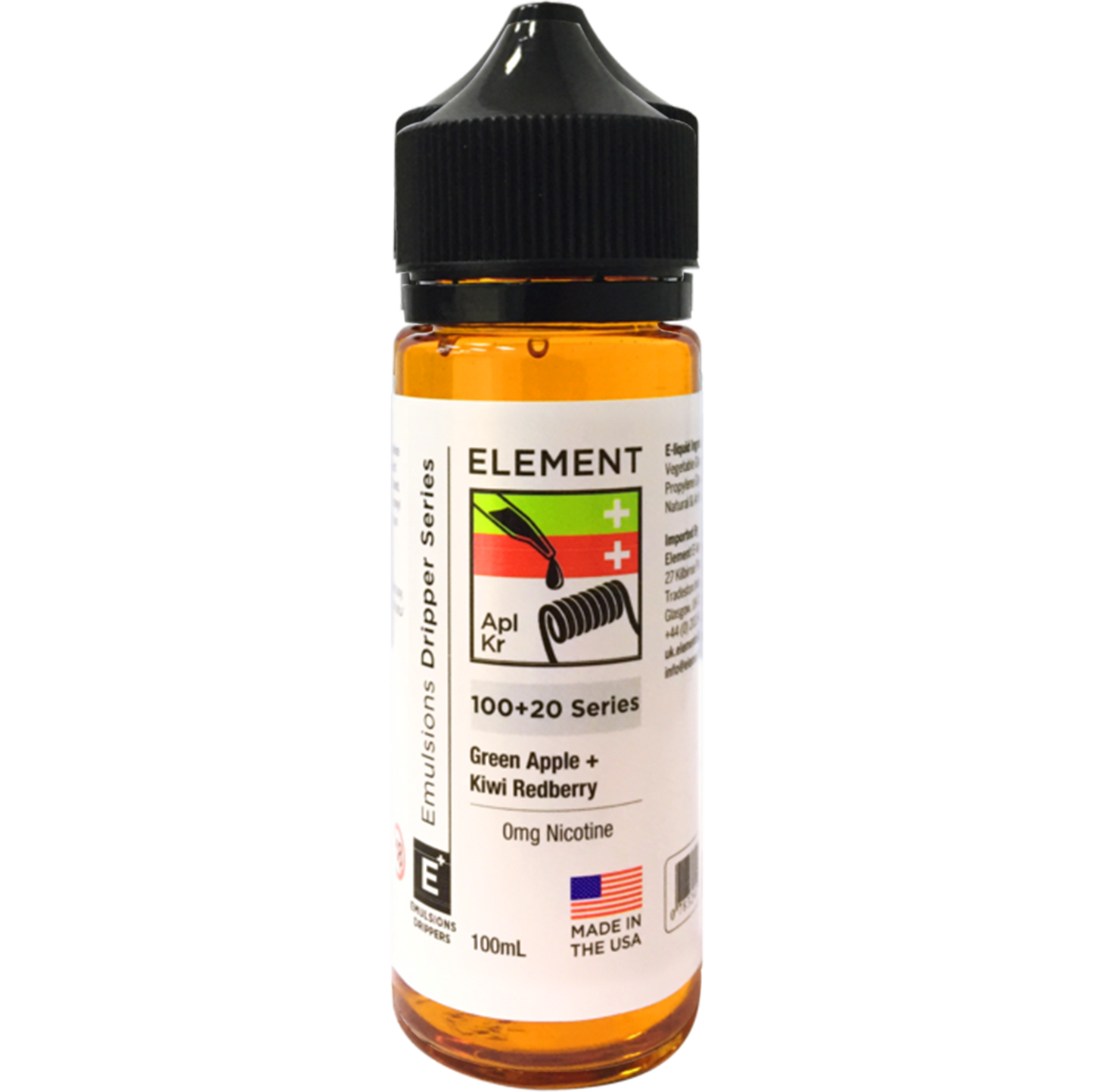 Element Emulsion: Green Apple & Kiwi Redberry 0mg 100ml Shortfill E-liquid