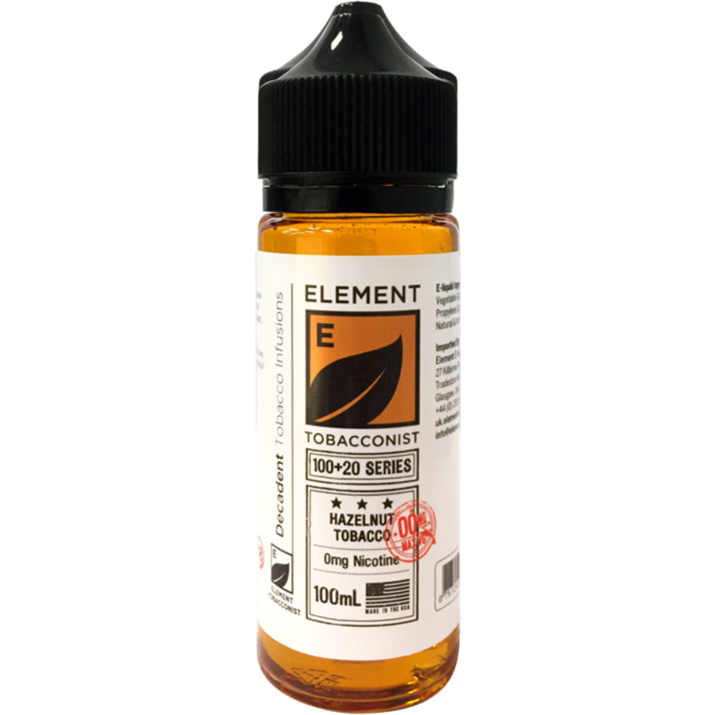 Element Tobacconist: Hazelnut Tobacco 0mg 100ml Shortfill E-liquid