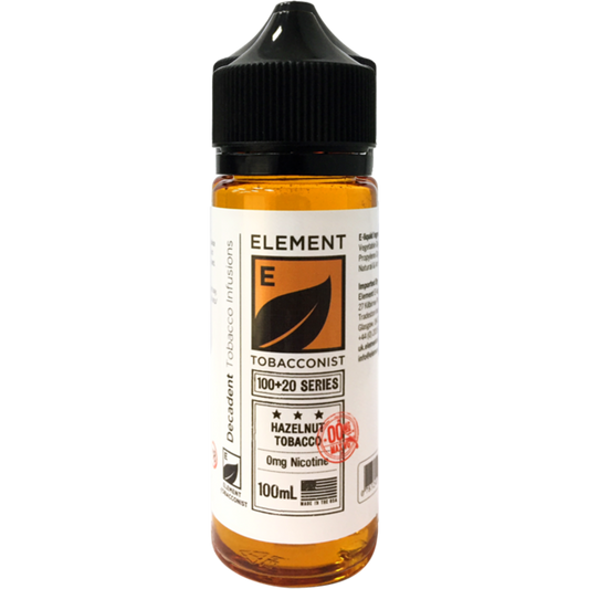 Element Tobacconist: Hazelnut Tobacco 0mg 100ml Shortfill E-liquid