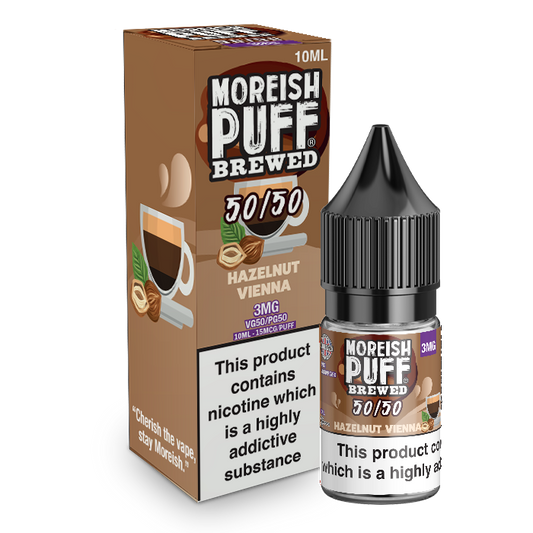 Moreish Puff Brewed 50/50: Hazelnut Vienna 10ml E-Liquid-3mg