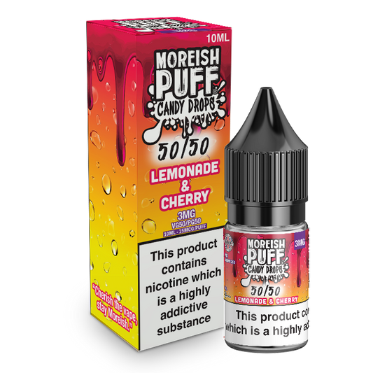 Moreish Puff Candy Drops 50/50: Lemonade and Cherry Candy Drops 10ml E-Liquid-3mg