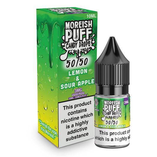 Moreish Puff Candy Drops 50/50: Lemon and Sour Apple Candy Drops 10ml E-Liquid-3mg