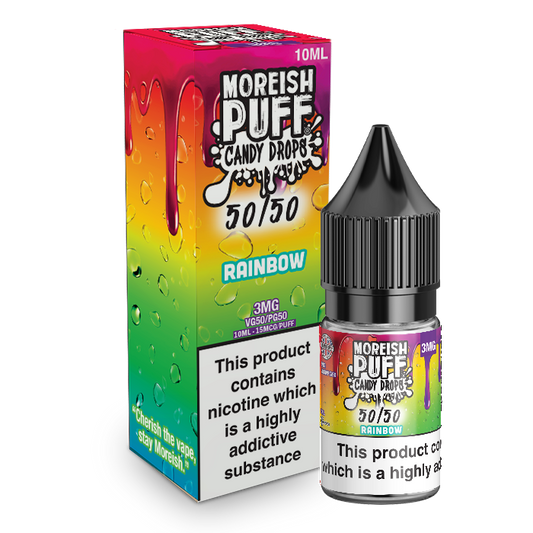 Moreish Puff Candy Drops 50/50: Rainbow Candy Drops 10ml E-Liquid-3mg