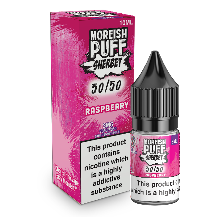Moreish Puff Sherbet 50/50: Raspberry Sherbet 10ml E-Liquid-3mg