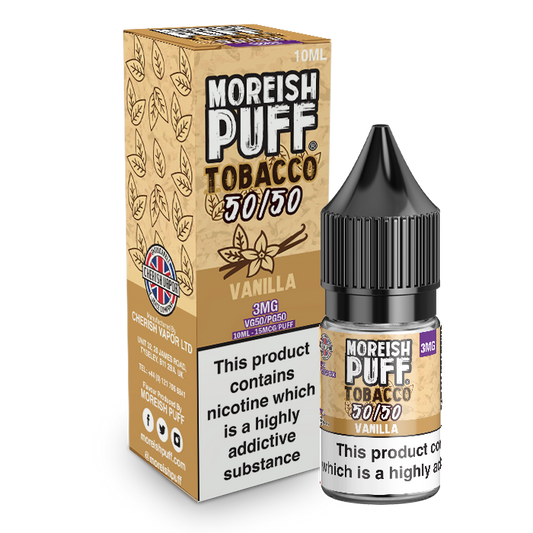 Moreish Puff Tobacco 50/50: Vanilla Tobacco 10ml E-Liquid-3mg