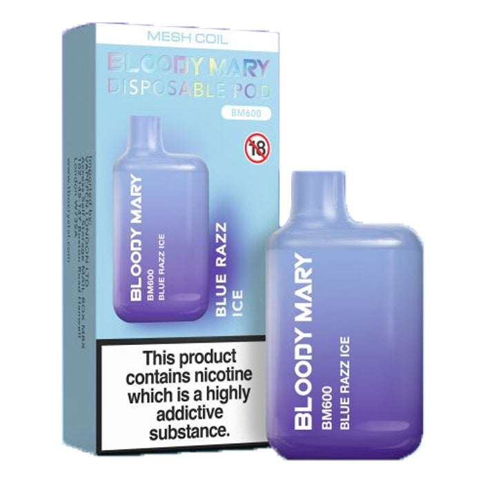 BLOODY MARY 600 BLUE RAZZ ICE DISPOSABLE POD