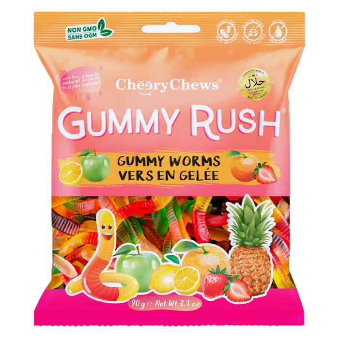 Cheery Chews Gummy Rush Gummy Worms 90g