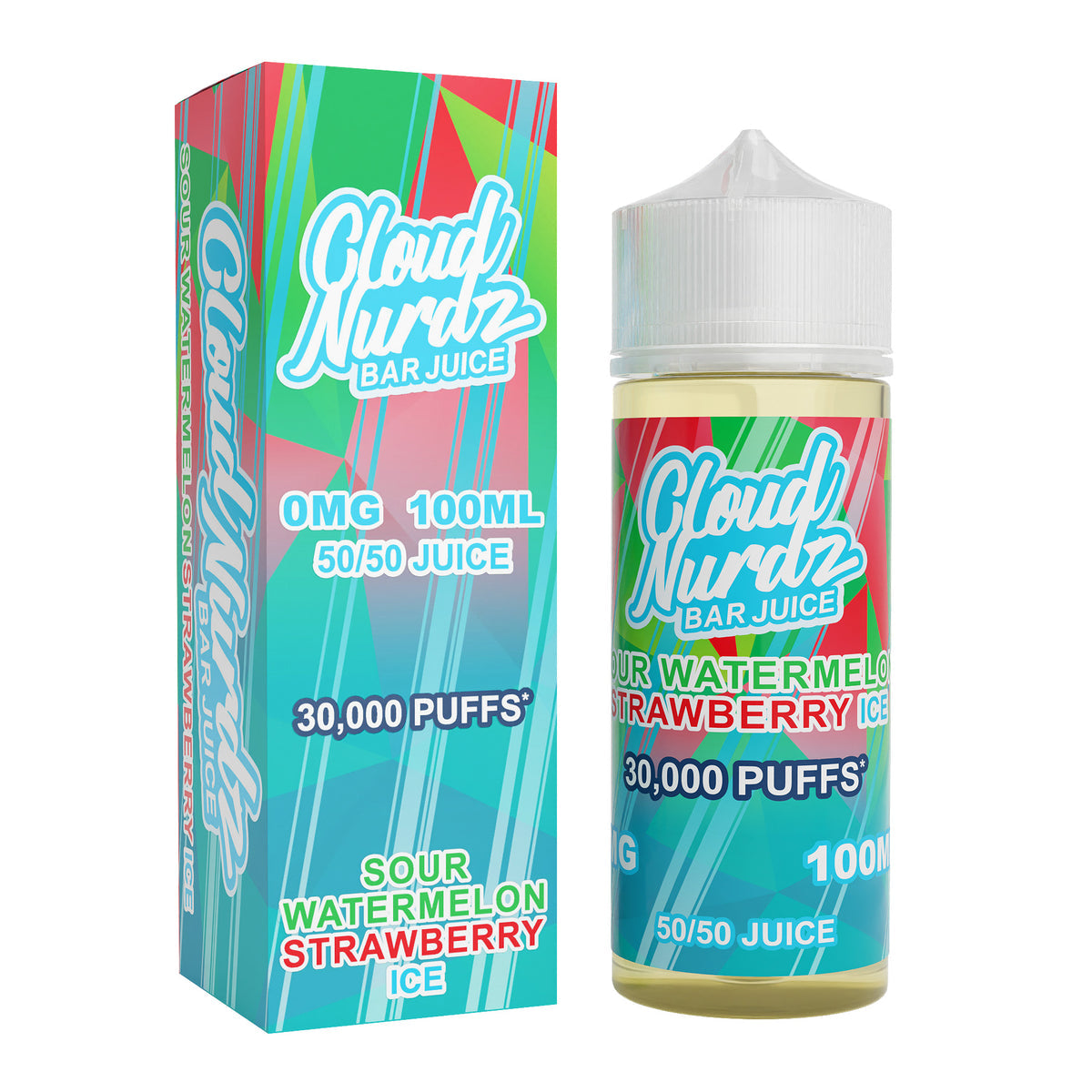 Sour Watermelon Strawberry Ice E-Liquid by Cloud Nurdz - Shortfills UK