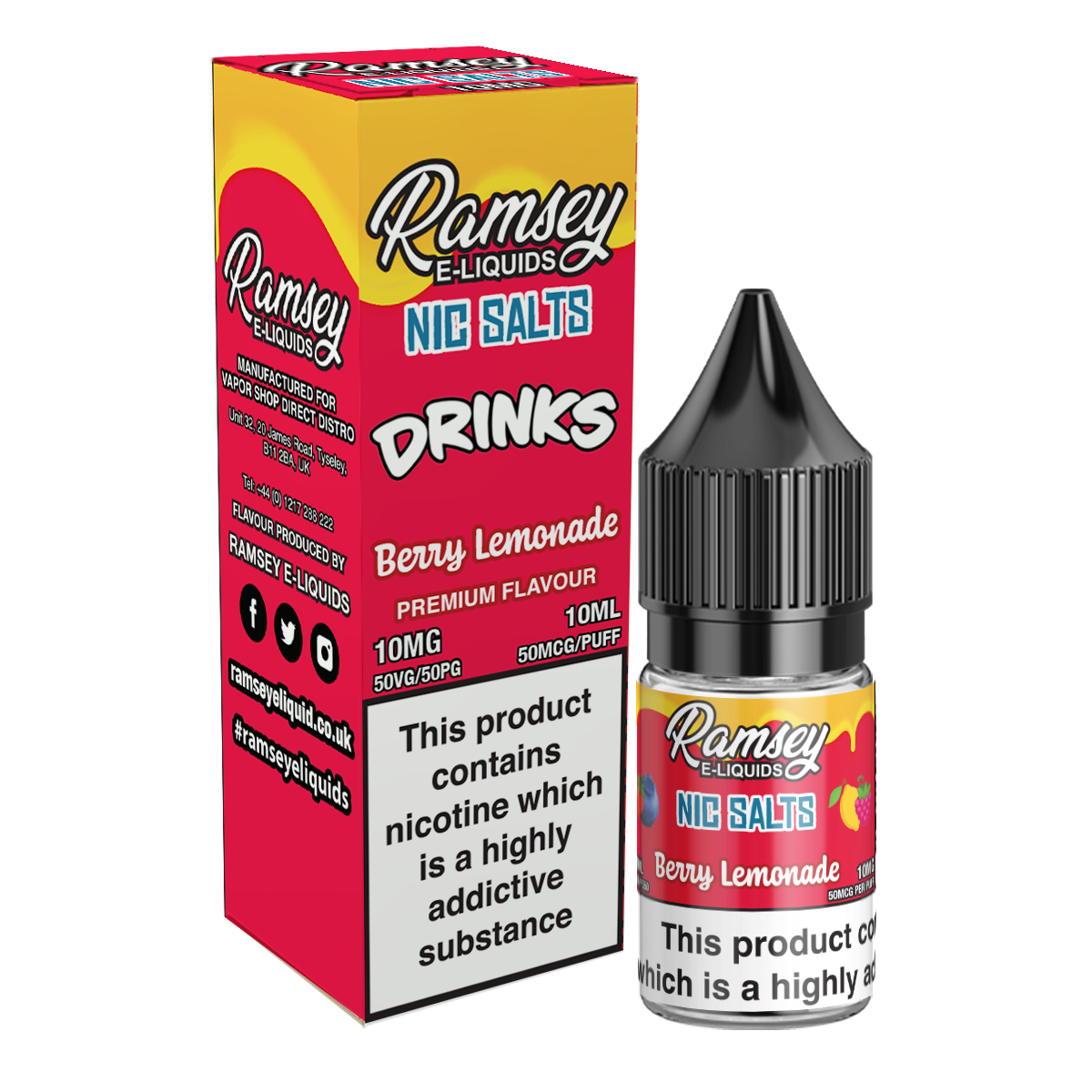 ramsey vape shop Ramsey E-Liquids Drinks Berry Lemonade Nic Salt 10ml – Vapor Shop Direct