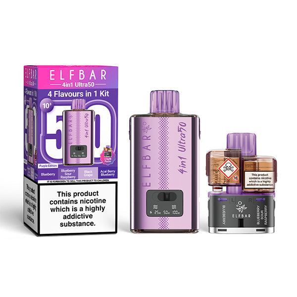 Elf Bar 4 in 1 Ultra 50 Prefilled Pod Kit - Purple Edition