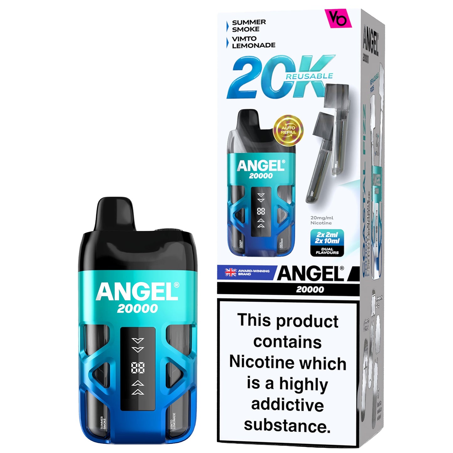 Vapes Bars Angel 20K Prefilled Pod Vape Kit - Coastal Fizz