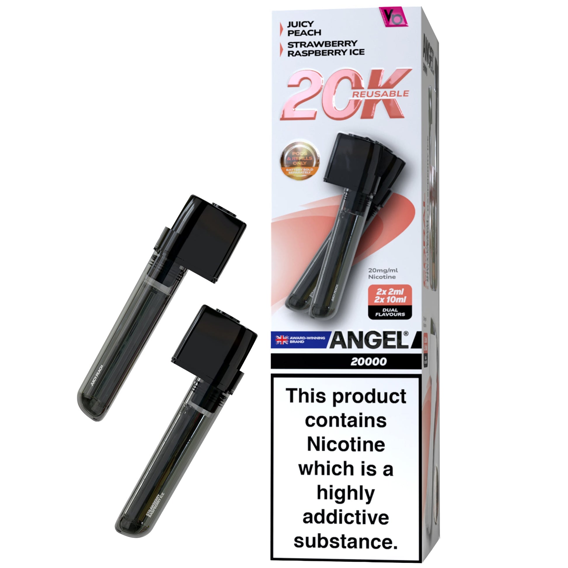 Vapes Bars Angel 20K Prefilled Vape Pods + Refill Container - Coral Edition