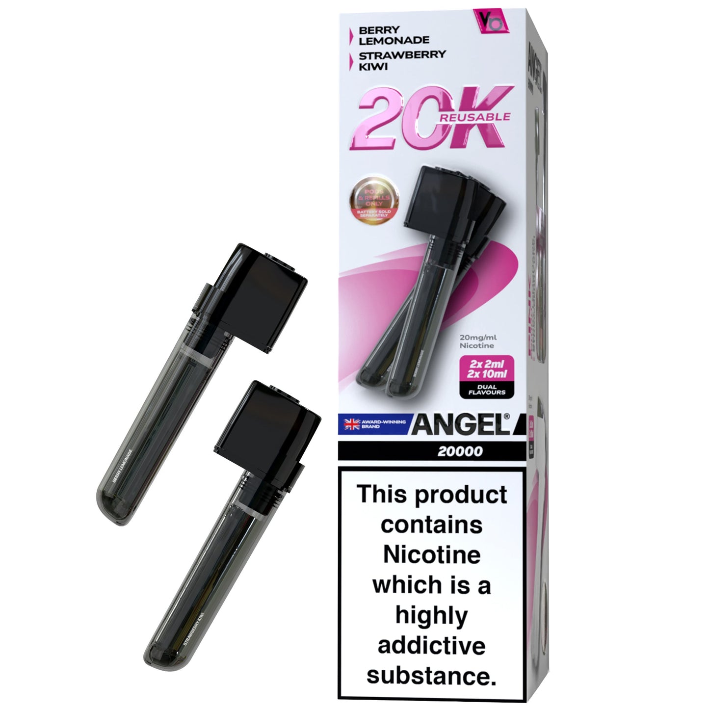 Vapes Bars Angel 20K Prefilled Vape Pods + Refill Container - Pink Edition