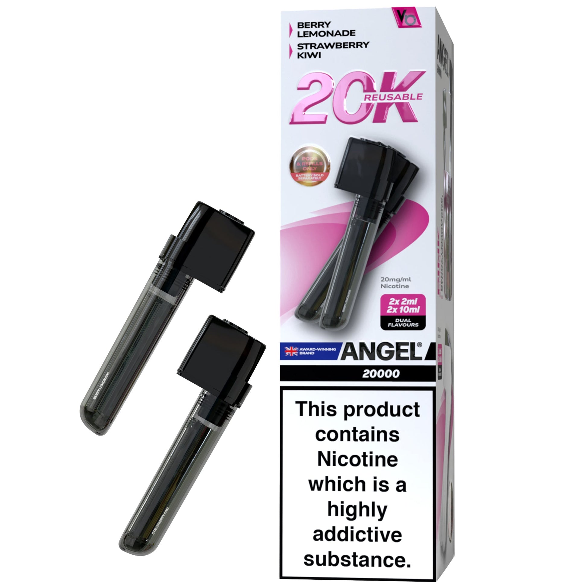 Vapes Bars Angel 20K Prefilled Vape Pods + Refill Container - Pink Edition