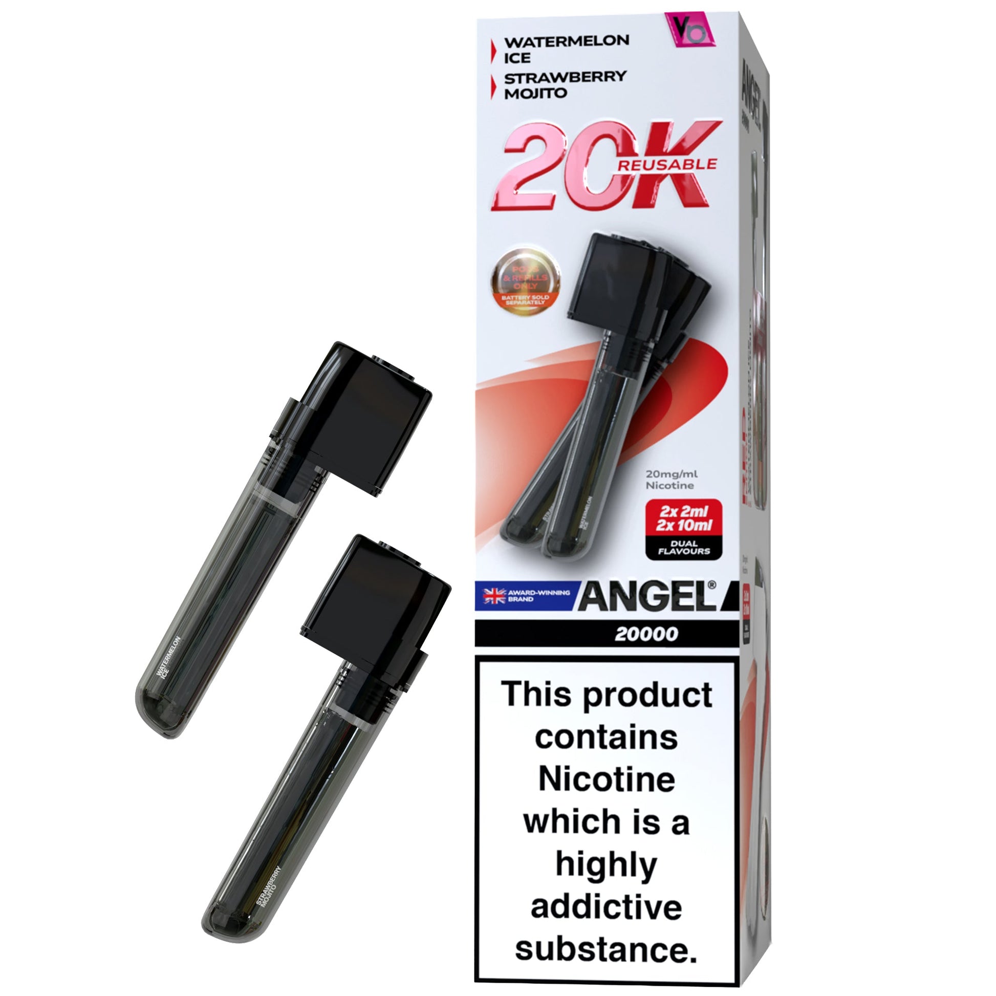 Vapes Bars Angel 20K Prefilled Vape Pods + Refill Container - Red Edition