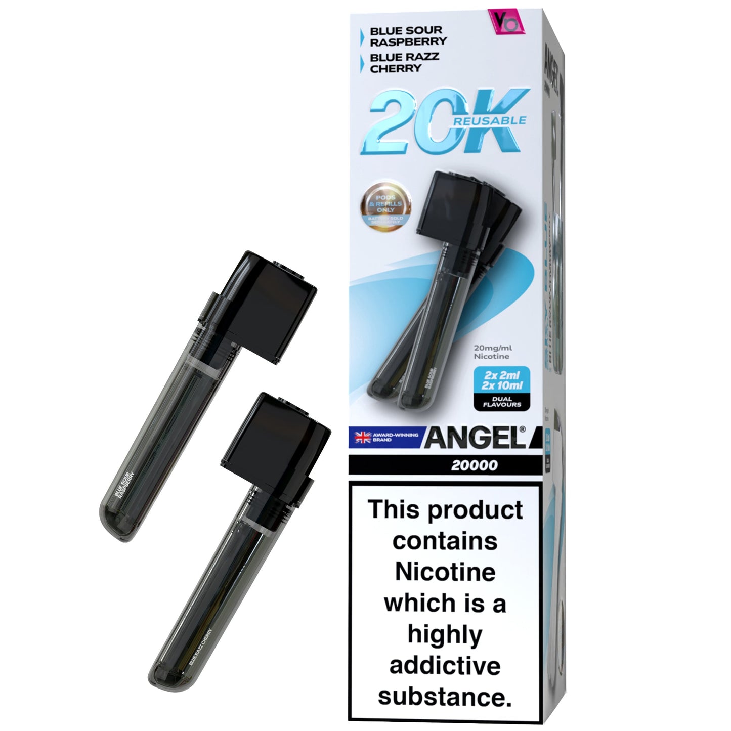 Vapes Bars Angel 20K Prefilled Vape Pods + Refill Container - Sky Blue Edition