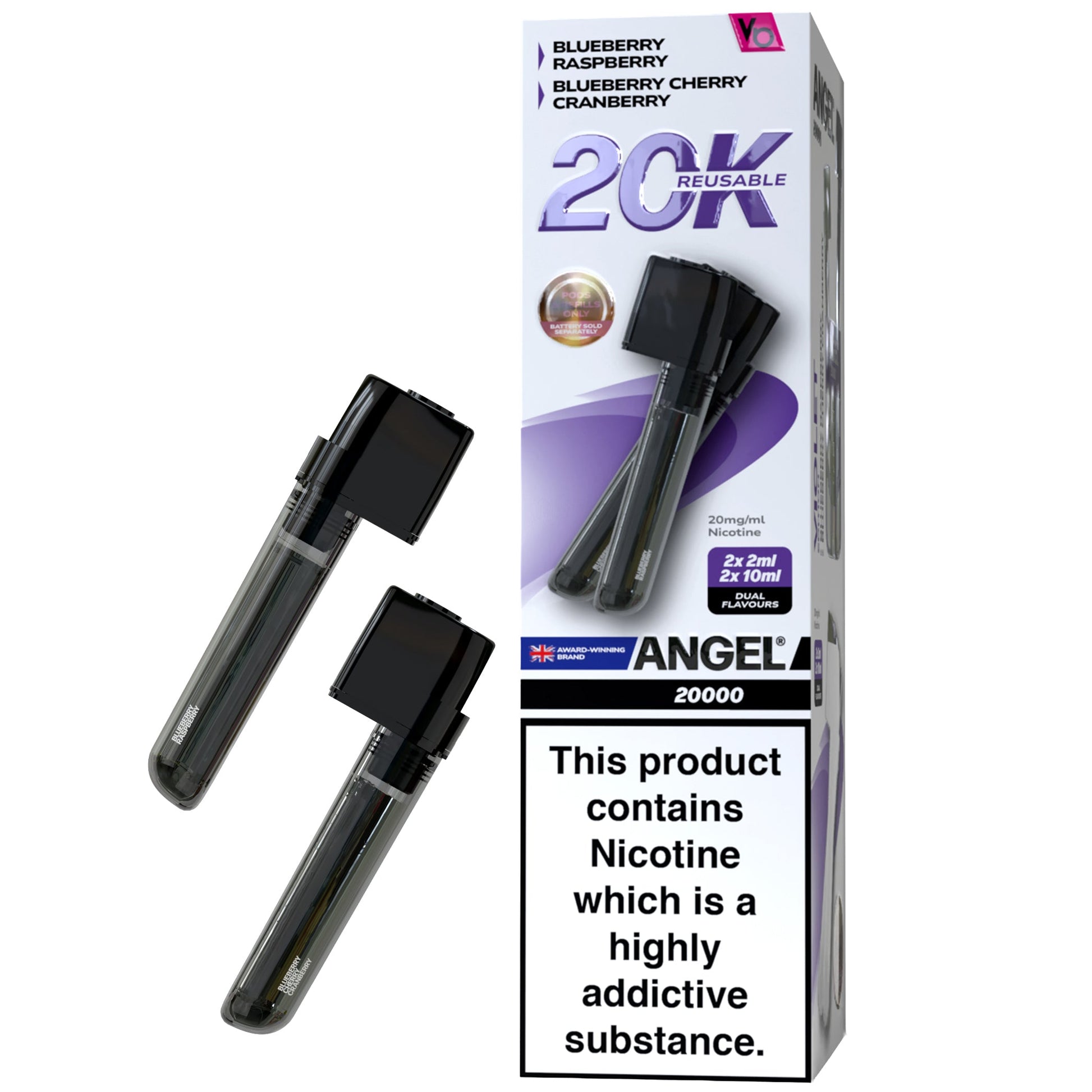 Vapes Bars Angel 20K Prefilled Vape Pods + Refill Container - Violet Edition