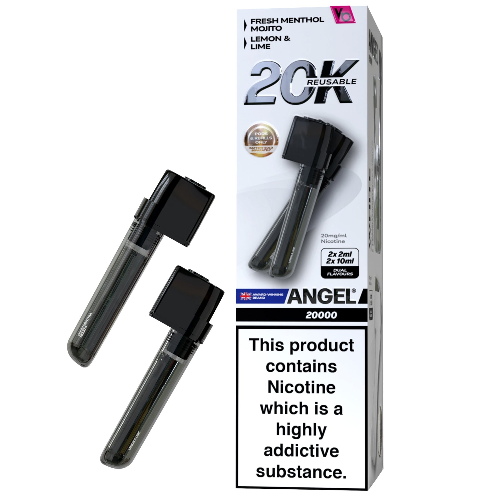 Vapes Bars Angel 20K Prefilled Vape Pods + Refill Container - White Edition