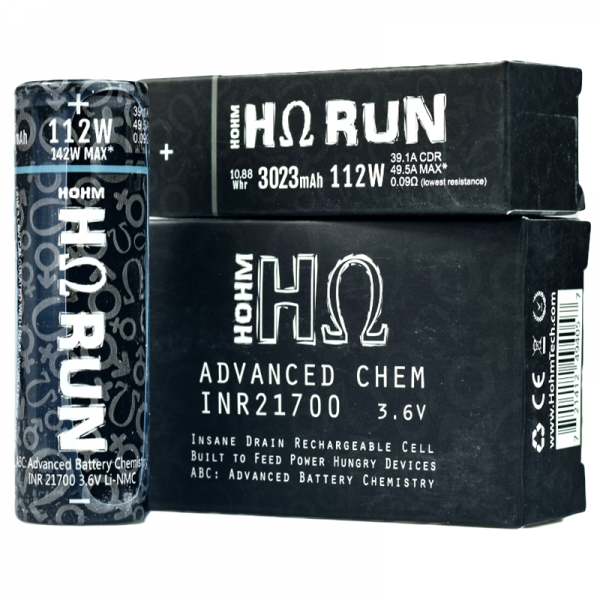 Hohm Tech Hohm Run 21700 Vape Battery Twin Pack (3023 mAh 35A)