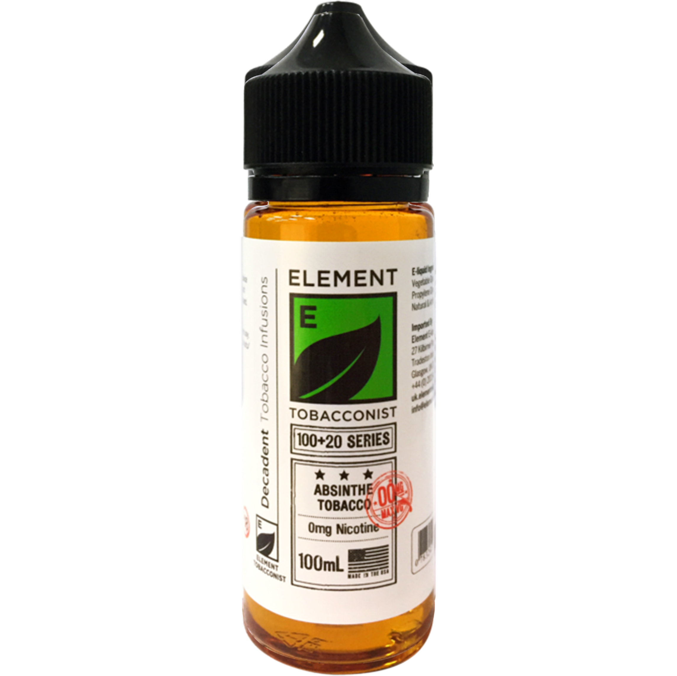 Element Tobacconist: Absinthe Tobacco 0mg 100ml Short Fill E-liquid