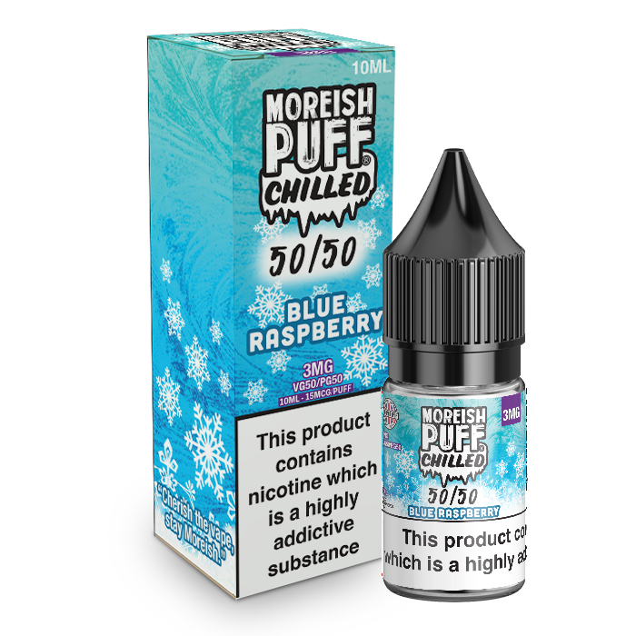 Moreish Puff Chilled 50/50: Blue Raspberry Chilled 10ml E-Liquid-3mg