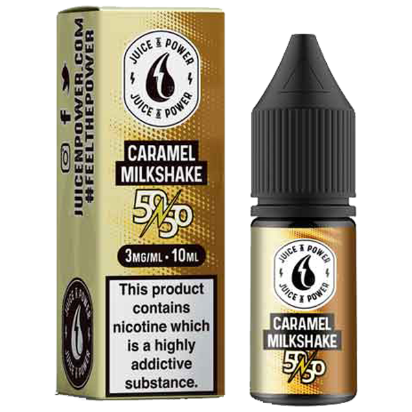 Juice N' Power 50:50 Caramel Milkshake 10ml E-Liquid-3mg