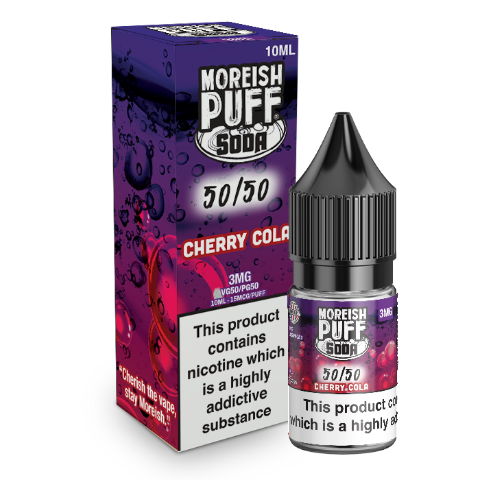 Moreish Puff Soda 50/50: Cherry Cola Soda 10ml E-Liquid Vapor Shop Direct Moreish Puff Soda 50/50: Cherry Cola Soda 10ml E-Liquid Vapor Shop Direct