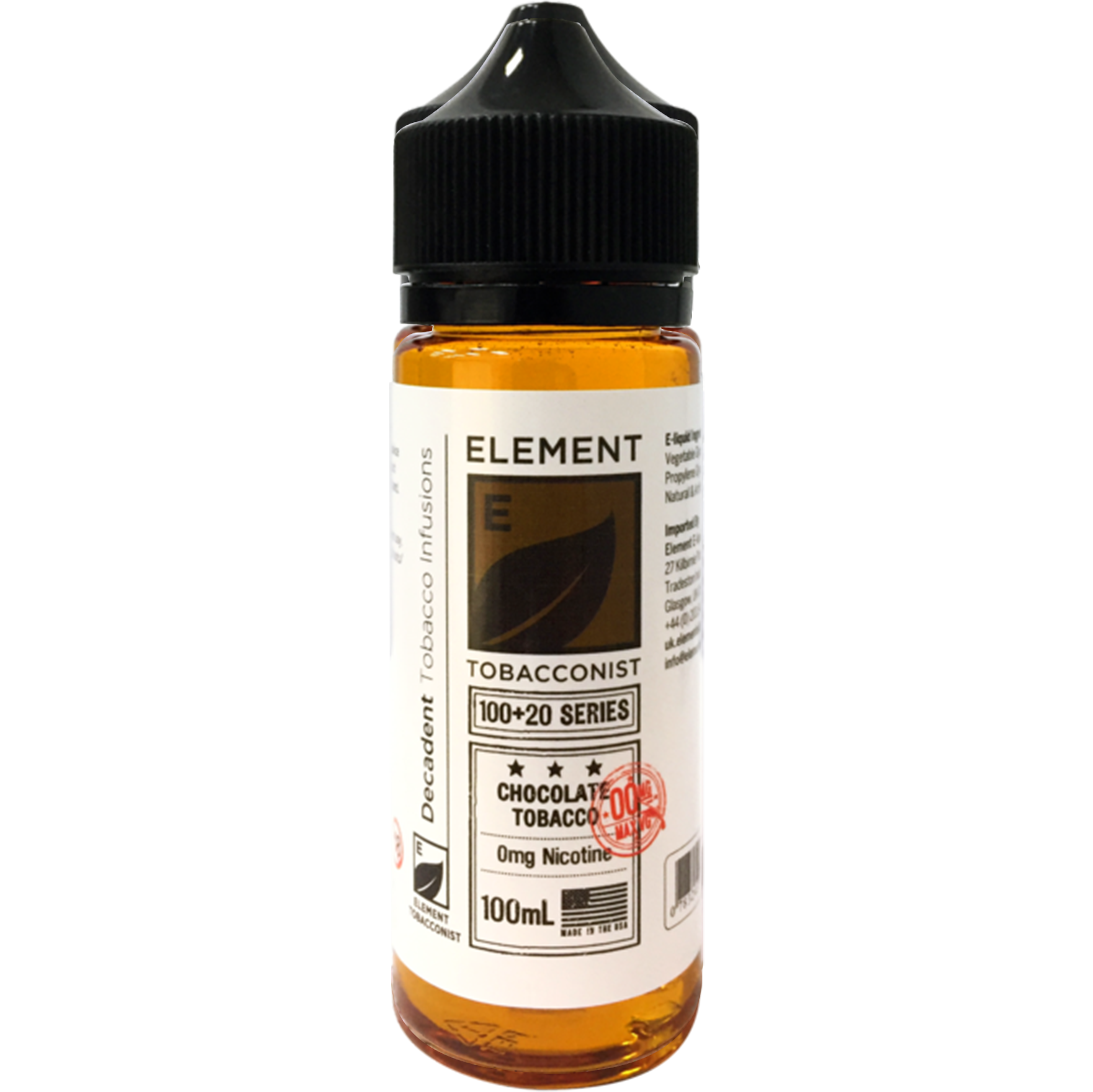 Element Tobacconist: Chocolate Tobacco 0mg 100ml Shortfill E-liquid