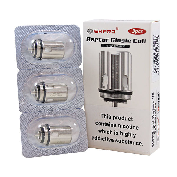 Ehpro Raptor Replacement Coils 3 Pack-Single coil 0.15ohm 40-70W