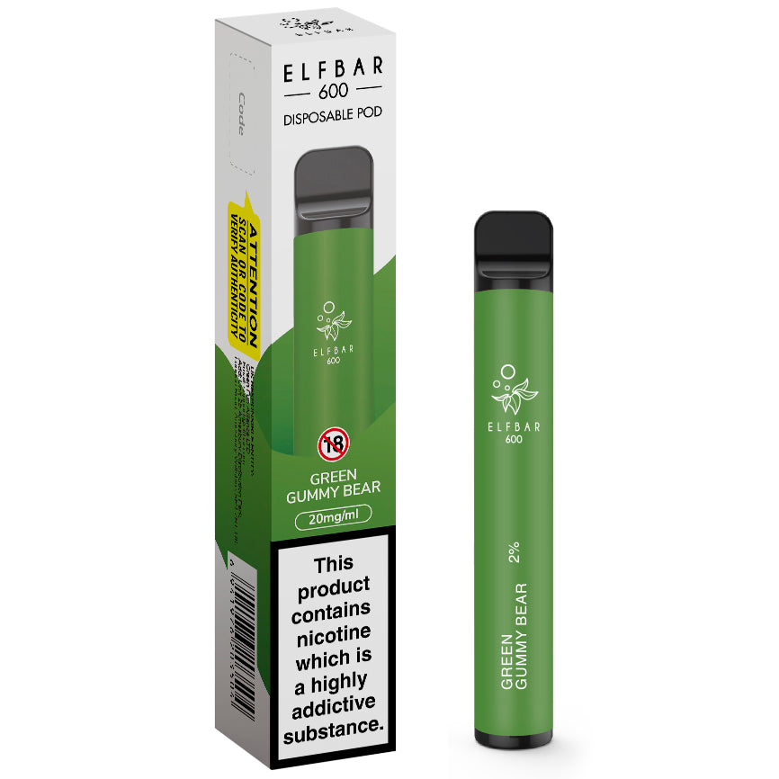 Elf Bar 600 Green Gummy Bear Disposable Vape