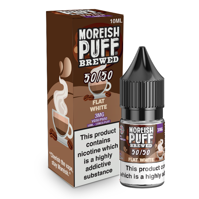 Moreish Puff Brewed 50/50: Flat White 10ml E-Liquid-3mg