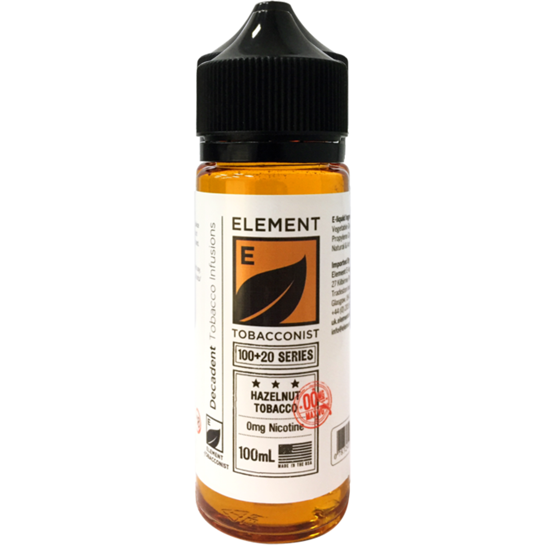 Element Tobacconist: Hazelnut Tobacco 0mg 100ml Short Fill E-liquid