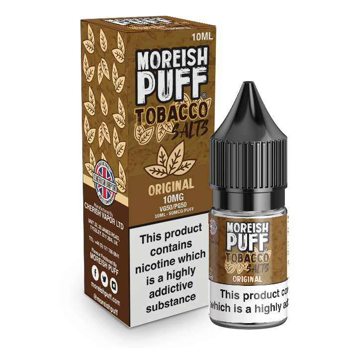 Moreish Puff Salts Original Tobacco 10ml Nic Salt-10mg