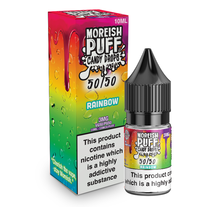 Moreish Puff Candy Drops 50/50: Rainbow Candy Drops 10ml E-Liquid-3mg