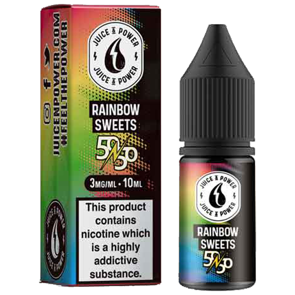 Juice N' Power 50:50 Rainbow Sweet 10ml E-Liquid-3mg