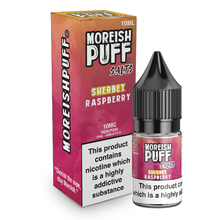 Moreish Puff Salts Raspberry Sherbet 10ml Nic Salt-10mg