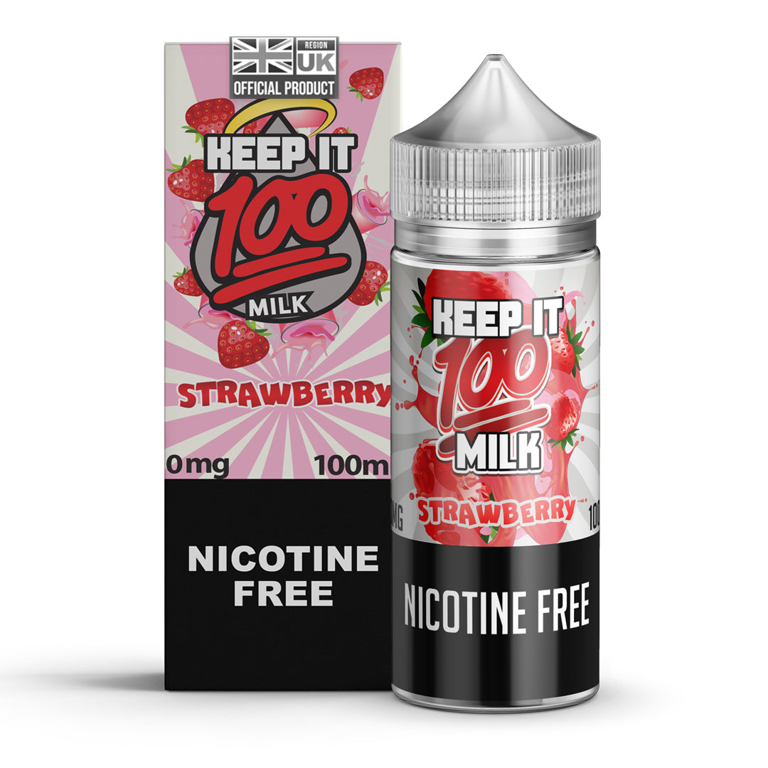 Keep It 100 Strawberry Milk 100ml Shortfill - 0mg-100ML