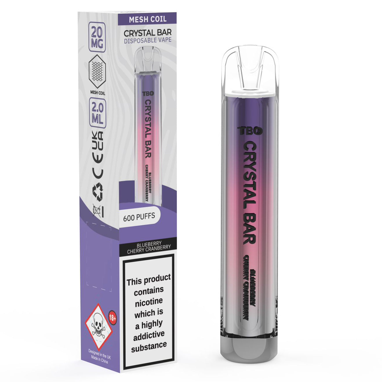 TBO Crystal Bar Disposable Vape Device - Blueberry Cherry Cranberry