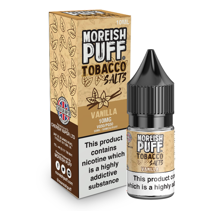 Moreish Puff Salts Vanilla Tobacco 10ml Nic Salt-10mg