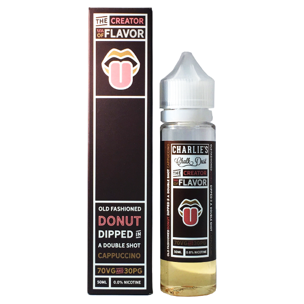 Donut Dipped in a Double Shot Cappuccino E-liquid by Charlie's Chalk Dust 50ml Shortfill