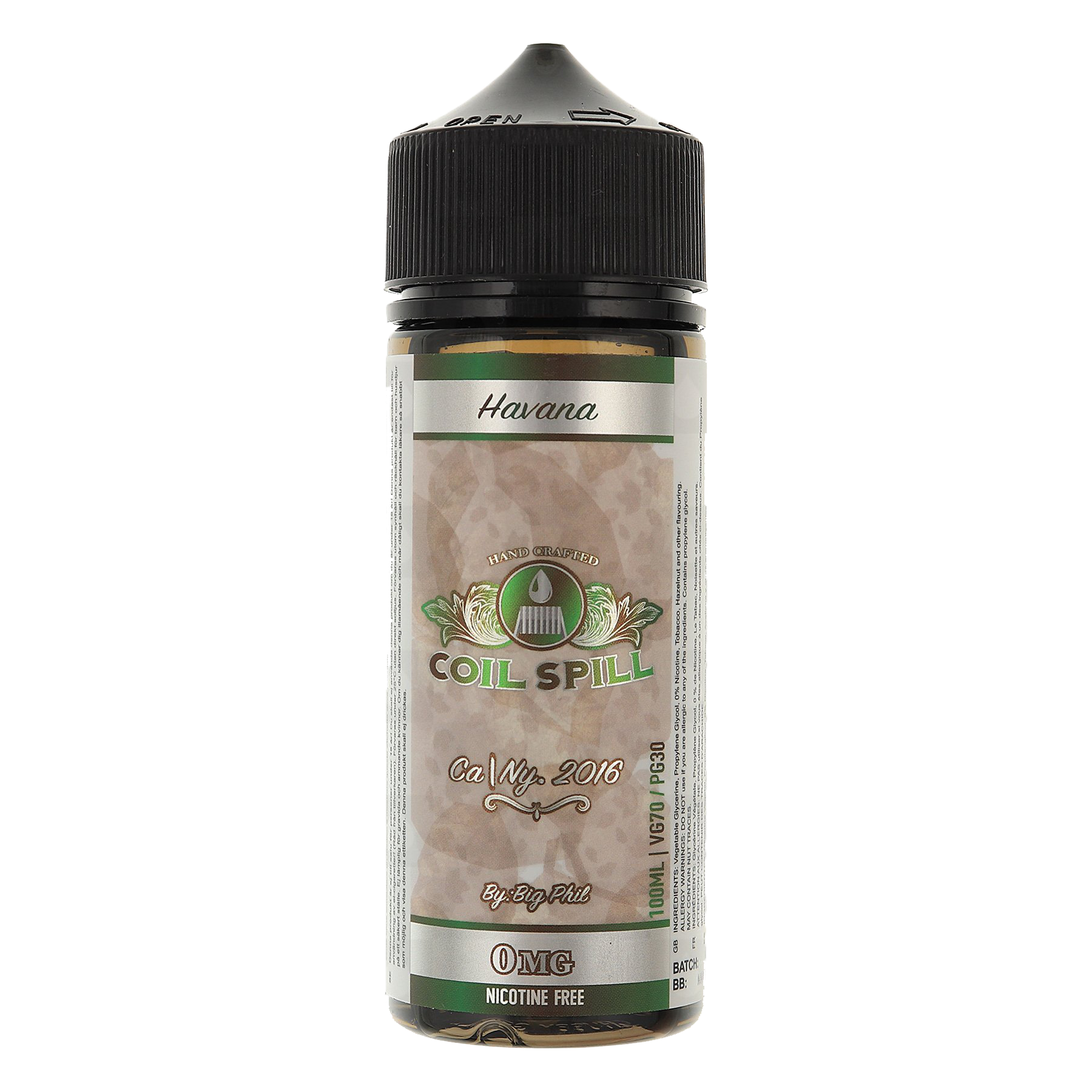 Havana E-liquid by Coil Spill 100ml Shortfill