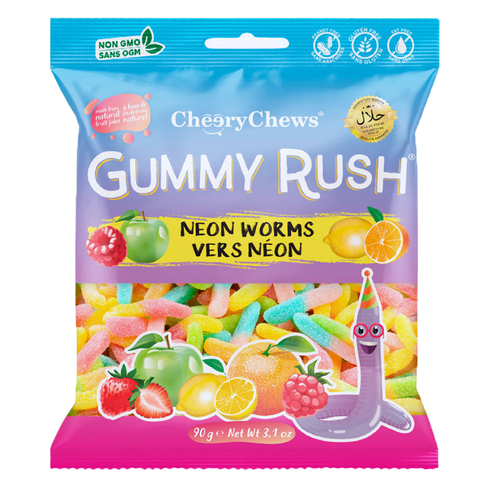 Cheery Chews Gummy Rush Neon Worms 90g